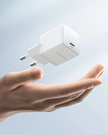 Baseus Palm USB-C Ultra Mini Hızlı Şarj Aleti 20W, Beyaz