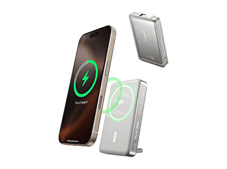 BASEUS Nomos Qi2 10.000mAh 45W Manyetik Taşınabilir Şarj Cihazı Gri