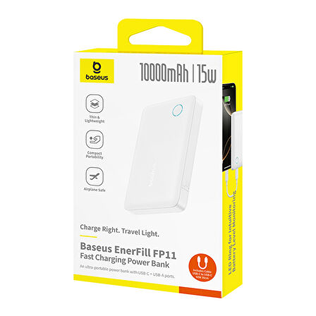BASEUS ENERFILL FP11 10000 MAH 15W POWERBANK BEYAZ