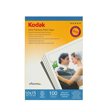 Kodak Ultra Premium Satin,Mat 10x15 270Gr/m² Fotoğraf Kağıdı 100 Yaprak