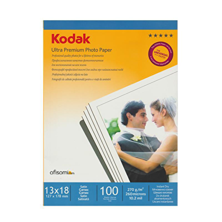 Kodak Ultra Premium Satin,Mat 13x18 270Gr/m² Fotoğraf Kağıdı 100 Yaprak