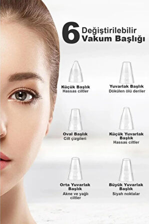 HYUNDAI Dijital Göstergeli 6 Başlıklı Cilt Temizleme Vakum Aleti Turuncu Beyaz Detaylı