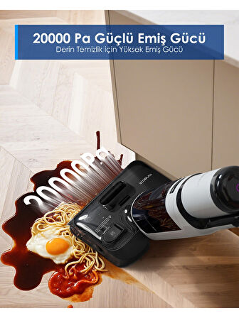 Tineco Floor One I5 Stretch Plus Kablosuz Islak Kuru Süpürge, Zemin Temizleyici Paspas, 20KPA Güçlü Emiş, Hyperstretch 180° Yatırılabilir Tasarım, Anti-Tangle Saç Dolaşma Önleyici