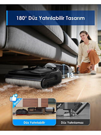 Tineco Floor One I5 Stretch Plus Kablosuz Islak Kuru Süpürge, Zemin Temizleyici Paspas, 20KPA Güçlü Emiş, Hyperstretch 180° Yatırılabilir Tasarım, Anti-Tangle Saç Dolaşma Önleyici