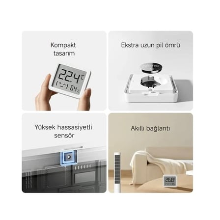 Xiaomi Smart 3 Mini Smart Sıcaklık ve Nem Ölçer - Beyaz