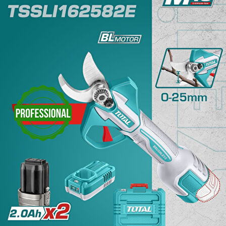 TOTAL Lİ-İON ÇİFT AKÜLÜ BUDAMA MAKASI 16V - TSSLI162582E 