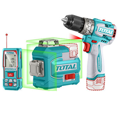 TOTAL AVANTAJ SET - 16V DARBELİ MATKAP, 16V 100M LAZER METRE TOSLI250101E