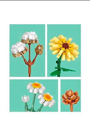 Loz Ebedi Çiçekler: Pamuk Papatya Gerbera 646 Parça Block Oyuncak Lz1670