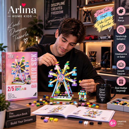 Arlina Home Kids Dönme Dolap Yapı Oyuncakları 609 Parça Pembe Sarı