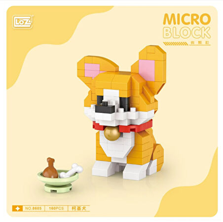 160 Parça Mikro Bloklar Corgi Köpek 10+ Yaş