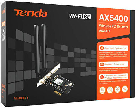 TENDA E33 AX5400 Tri-band Gigabit Wi-Fi 6E PCI-E Adapter