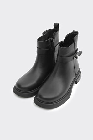 Hakiki Deri Fermuarlı Kadın Bot