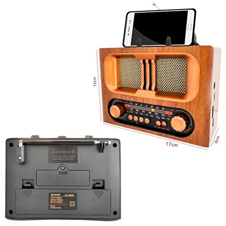 RADYO NOSTALJİ ŞARJLI PİLLİ BT/USB/SD/AUX/FM TELEFON STANDLI CAMERON CM-1965BT