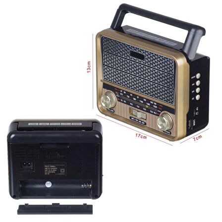 RADYO NOSTALJİ ŞARJLI PİLLİ BT/USB/SD/AUX/FM CAMERON CM-1967BT