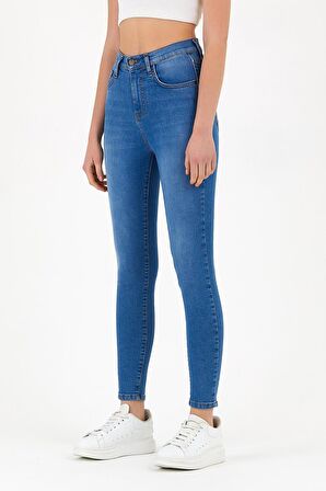 Explode - Kadın Açık Mavi Yüksek Bel Skinny Jeans Açık Mavi
