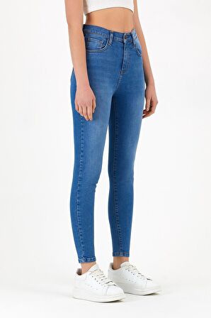 Explode - Kadın Açık Mavi Yüksek Bel Skinny Jeans Açık Mavi