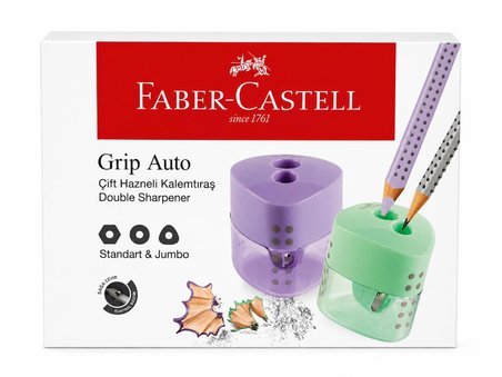 Faber Castell Grip Auto Kalemtıraş Çift Hazneli ( Standart & jumbo ) Pastel  - 1 Adet