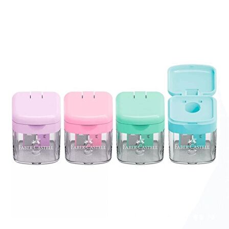 Faber Castell Mini Box Trendy Çift Gözlü Kalemtraş Pastel Renkler / 382901
