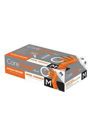 Nitril Turuncu Power Pudrasız Muayene Eldiveni M - 1 Paket 50 li Tek Ebat