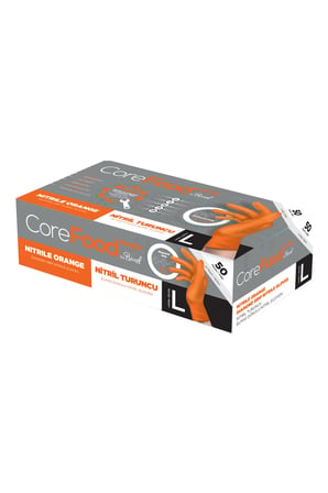 Nitril Turuncu Power Pudrasız Muayene Eldiveni L - 1 Koli-20 Paket-1000'li Tek Ebat