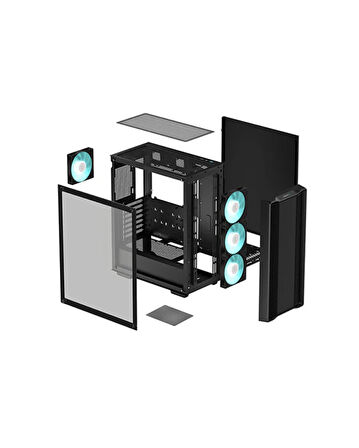 DeepCool CC560 V2 700W 80+ Tempered Glass USB 3.0 ATX Mid Tower Kasa 4 Fanlı