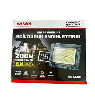 WISON WS-5580 Güneş Enerjili Projektör Lamba 200 Watt