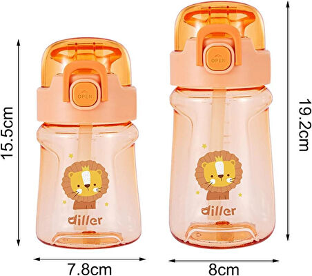 Bee Diller Tritan Pipetli Su Matarası 550Ml Turuncu