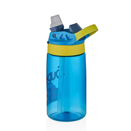 Diller Tritan, Pipetli Çocuk Matarası 500 ml, Kilitlenebilir  Turkuaz Dinozor