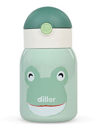 Diller Pipetli Çelik Termos Matara 300 ml Yeşil