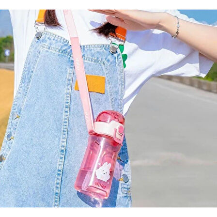 Diller Tritan Pipetli Çocuk Matara Pembe 550 ml