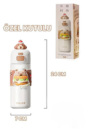 Vagonlife Diller D9351 480ml Çift Kullanım Pipetli Çelik Matara