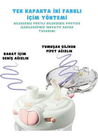 Vagonlife Diller D2518 580ml Çift Kullanım Askılı Pipetli Tritan Matara