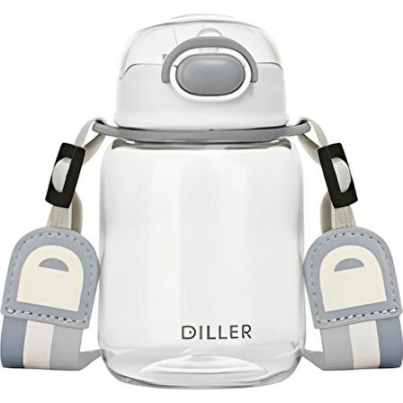 Diller 500ML Askılı Pipetli Tritan Su Matarası BEYAZ