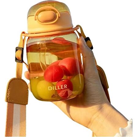 Diller 500ML Askılı Pipetli Tritan Su Matarası