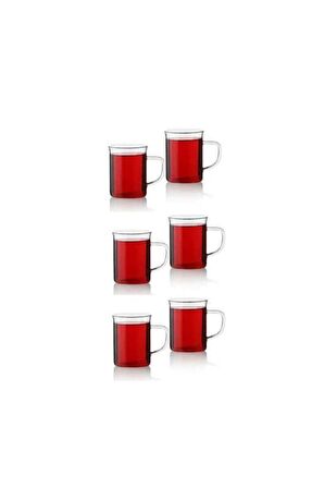 Brosilikat 6'lı Kulplu Çay Fincanı (Ateşe Dayanıklı)