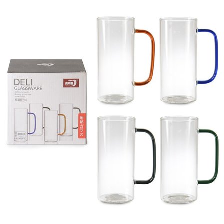 Vidrex Deli Glassware Borosilikat Cam Renkli 4lü Kupa Seti - GPB31-380/L4