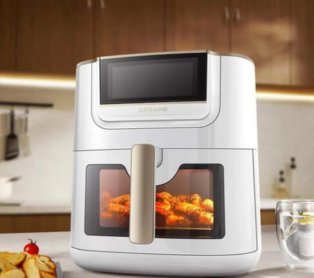 Dreame AF30 7 Litre Buharlı ve Çift Sirkülasyonlu Akıllı Air Fryer ve Sıcak Hava Fritözü - Beyaz (2300W, SmartSteam, 12 Program)