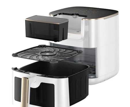 Dreame AF30 7 Litre Buharlı ve Çift Sirkülasyonlu Akıllı Air Fryer ve Sıcak Hava Fritözü - Beyaz (2300W, SmartSteam, 12 Program)