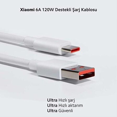 XIAOMI 6A 120W TYPE-C DATA CABLE WHITE