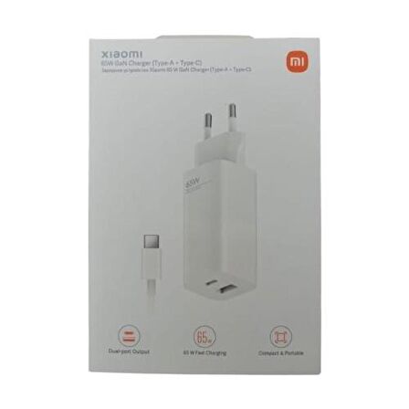 Xiaomi Type-C 65 Watt Hızlı Şarj Aleti Beyaz