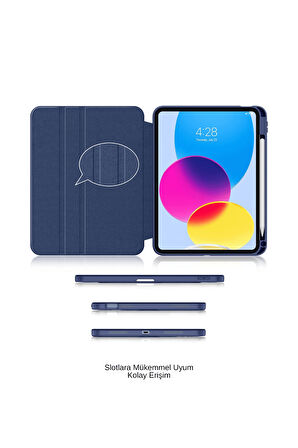 iPad 11. Nesil A16 2025 Uyumlu 360° Dönebilen Yatay Dikey Standlı Fuchsia Pino Tablet Kılıfı