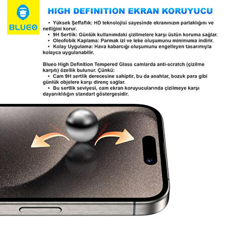Full Clear Cover iPhone 13 Uyumlu Komple Şeffaf Parmak izine Dayanıklı 9H Cam Ekran Koruyucu