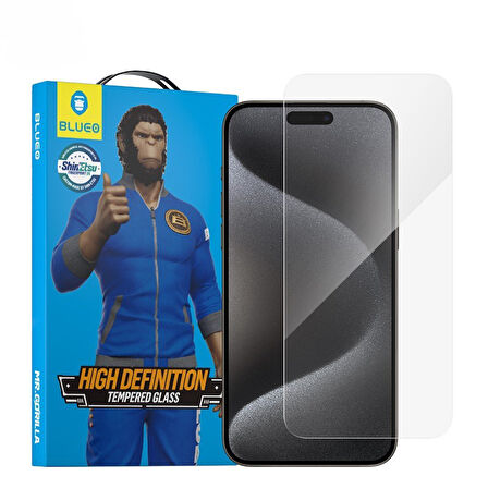 Blueo iPhone 14 / 13 Pro ve 13 Uyumlu Full Clear Full Cover Hd Glass Cam Ekran Koruyucu