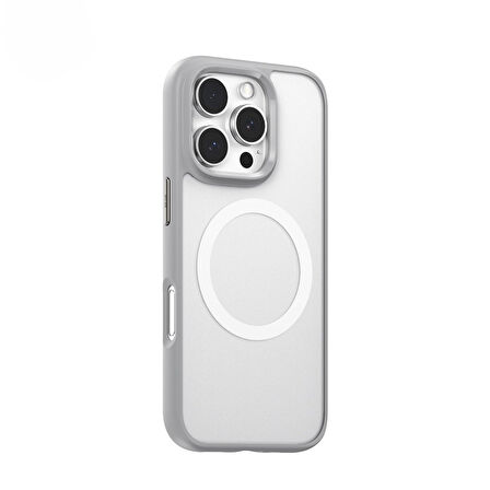 Blueo iPhone 16 Uyumlu Gri Skin-Friendly Anti-Drop Magnetic Magsafe Gen.2 Telefon Kılıfı