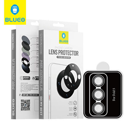 Blueo Samsung Fold 5 Uyumlu Metal Çerçeve Lens Koruyucu Siyah