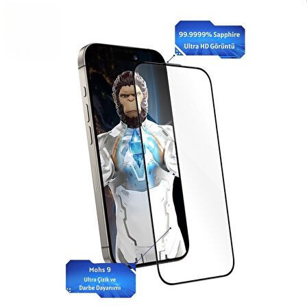 Blueo iPhone 16 Pro Safir Sapphire Uygulama Aparatlı Ekran Kouyucu