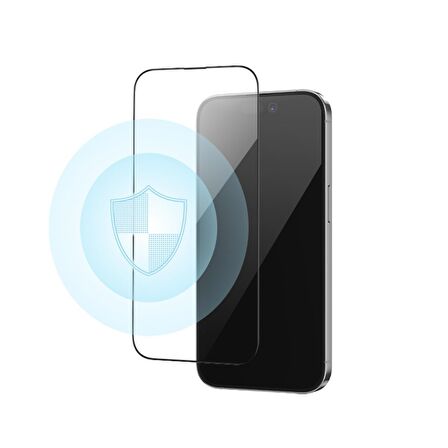 Iphone 14 Pro Uyumlu Tam Kaplayan 2.5D Anti-Static Cam Ekran Koruyucu Darbe Emici Temperli Kırılmaz