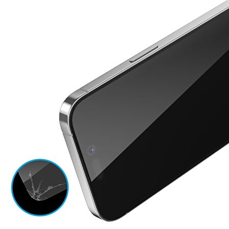 Iphone 14 Pro Uyumlu Tam Kaplayan 2.5D Anti-Static Cam Ekran Koruyucu Darbe Emici Temperli Kırılmaz