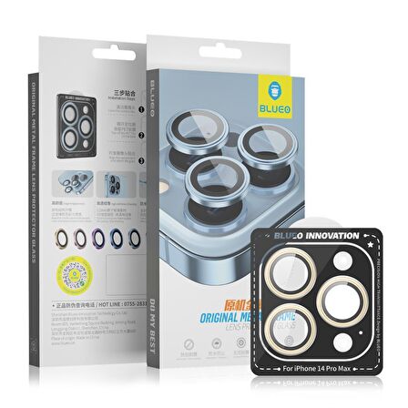 iPhone 14 Pro/14 Pro Max Uyumlu Metal Çerçeve Kamera Lens Koruyucu Gümüş