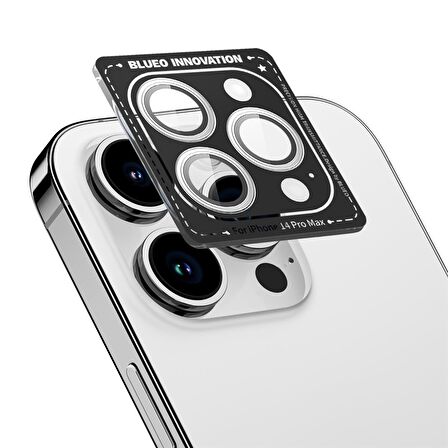 iPhone 14 Pro/14 Pro Max Uyumlu Metal Çerçeve Kamera Lens Koruyucu Gümüş
